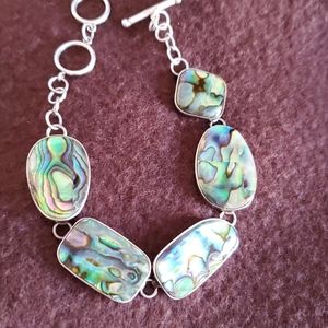Abalone Linked Silver Bracelet